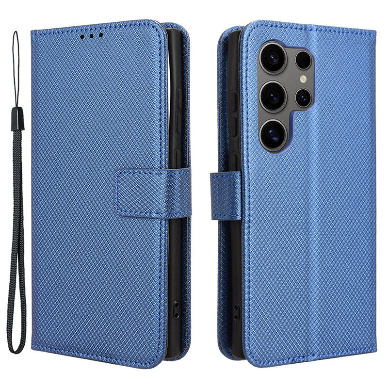 For Samsung Galaxy S24 Ultra Phone Case Wallet Leather Cover Diamond Texture - Blue For Samsung Galaxy S24 Ultra Phone Case Wallet Leather Cover Diamond Texture - Blue